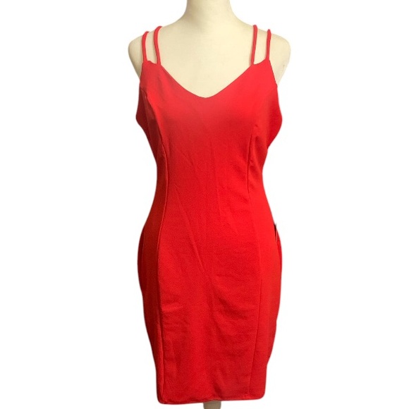 Haute Monde Red Double Strap Cross Back Dresss - Picture 4 of 6